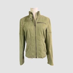 Banana Republic Olive Green Moto Jacket Women’s Size 8 Stretch Cotton Zip Front